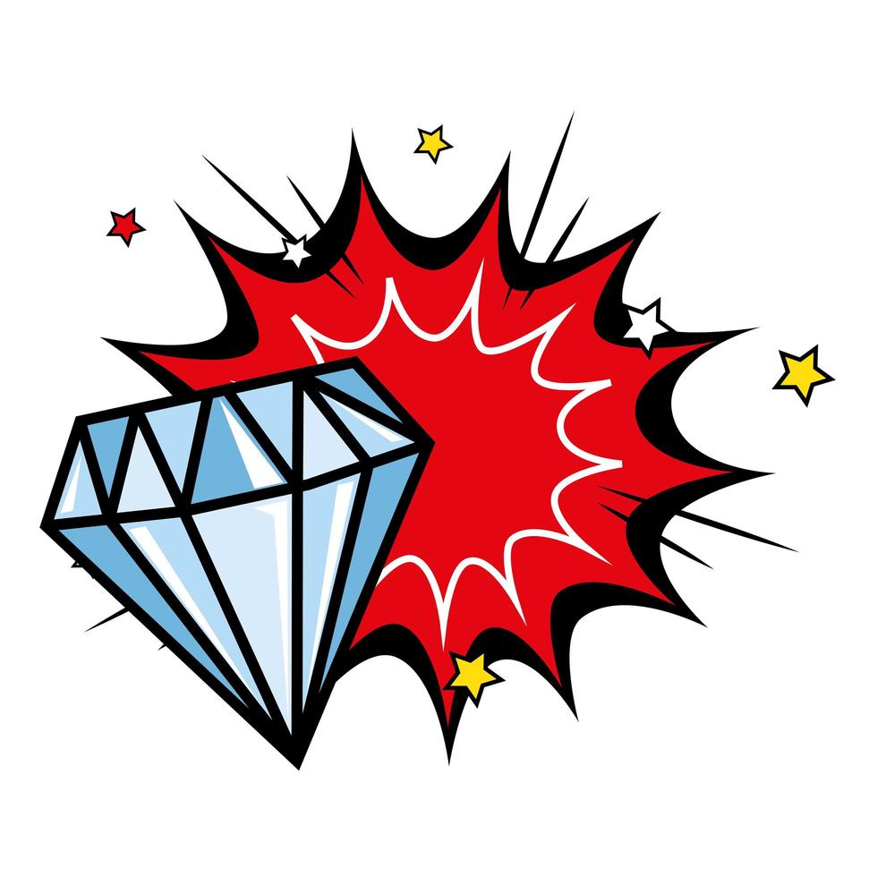 diamant med explosion popkonst stilikon vektor