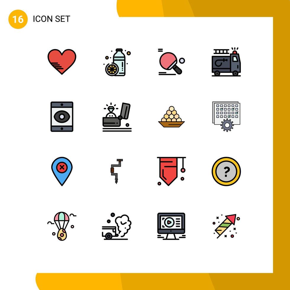 16 kreativ ikoner modern tecken och symboler av olycka ClipArt orange brandman ping pong redigerbar kreativ vektor design element