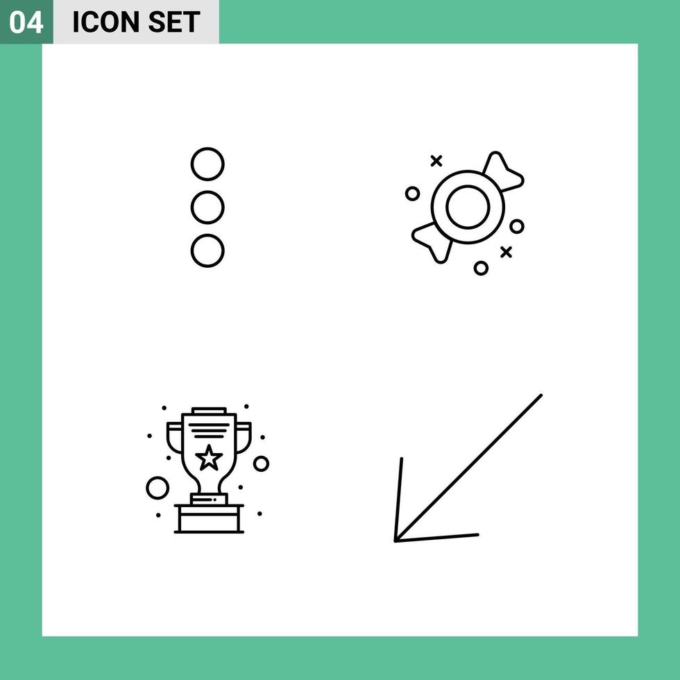 4 universelle Filledline-Flachfarben für Web- und mobile Anwendungen App Star Bonbon Award nach unten editierbare Vektordesign-Elemente vektor