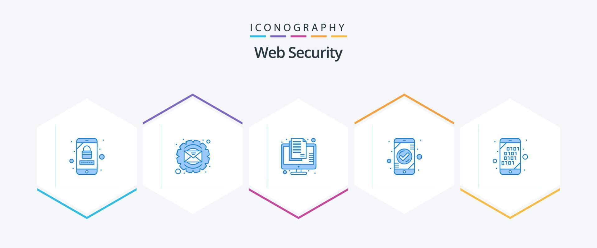 webb säkerhet 25 blå ikon packa Inklusive ok. kolla upp. klassificerad. autentisering. hemlighet vektor
