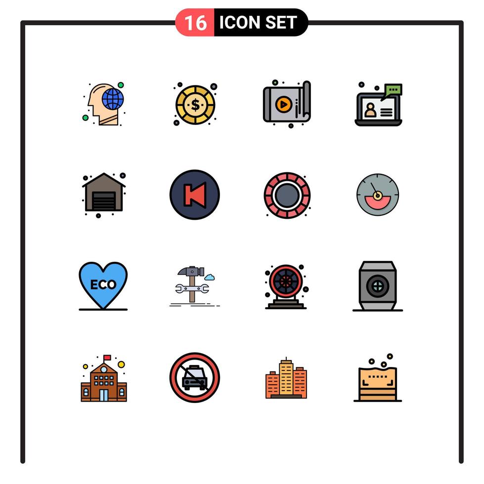 16 användare gränssnitt platt Färg fylld linje packa av modern tecken och symboler av användare Stöd pengar app teknologi redigerbar kreativ vektor design element
