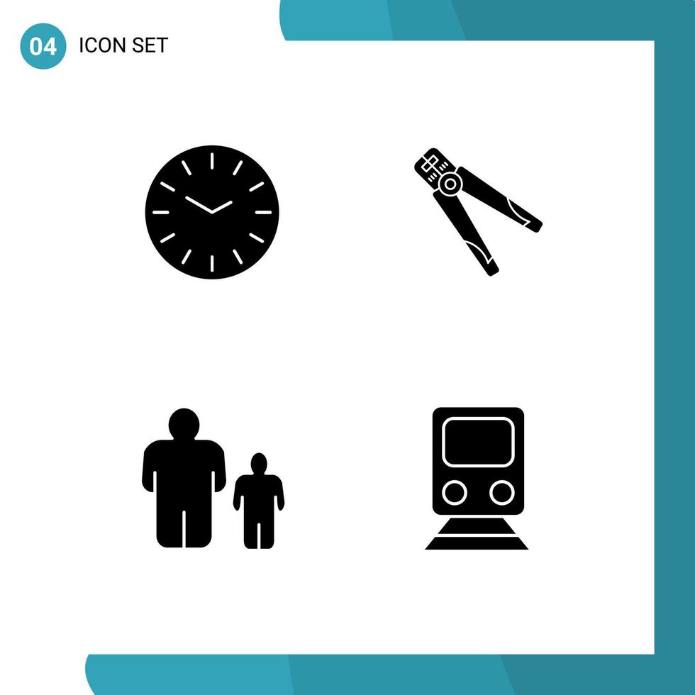 satz von 4 modernen ui symbolen symbole zeichen für zeit kind zange crimpen vater editierbare vektordesignelemente vektor