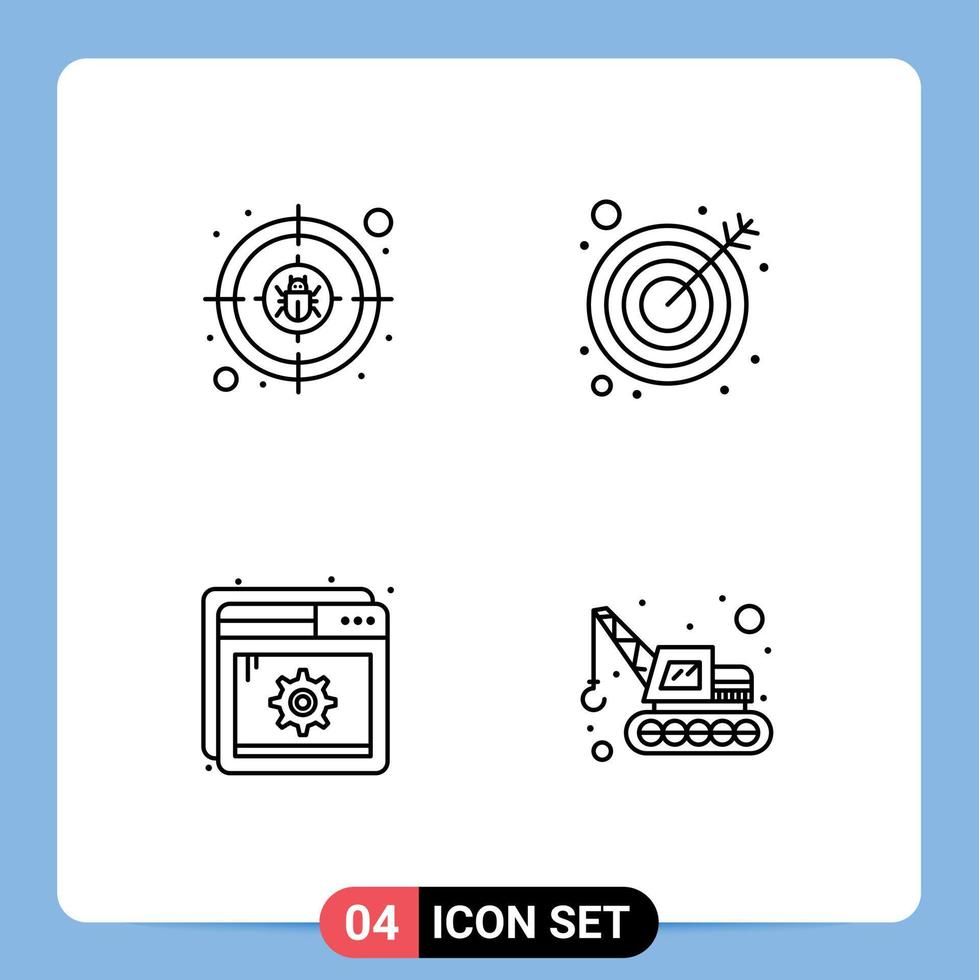 packa av 4 kreativ fylld linje platt färger av brottslighet sida mål mål grävmaskin redigerbar vektor design element