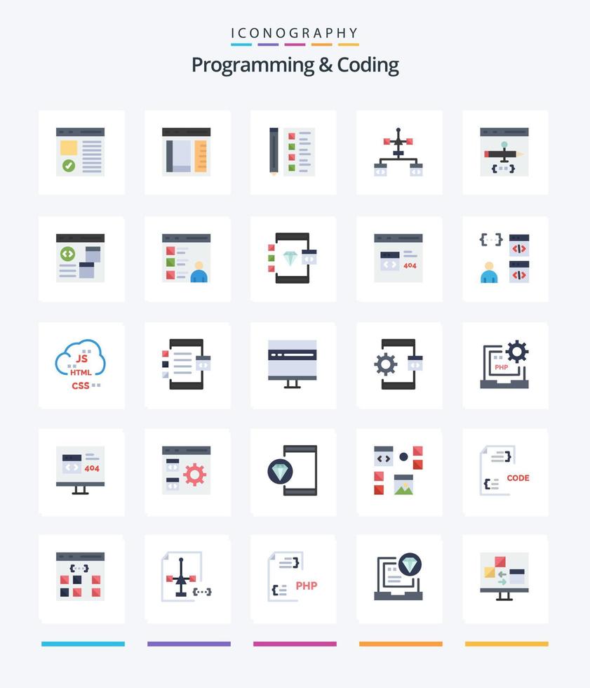 kreative Programmierung und Codierung 25 flache Icon-Packs wie Codierung. Wolke. Entwicklung. Entwicklung. Kodierung vektor