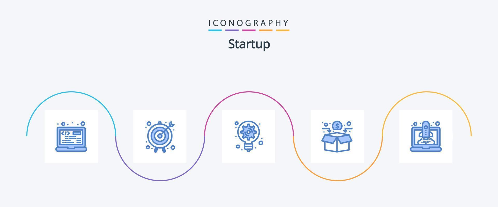 Startup Blue 5 Icon Pack inklusive Start. Crowdfunding. Generation. Netzwerk. Finanzierung vektor