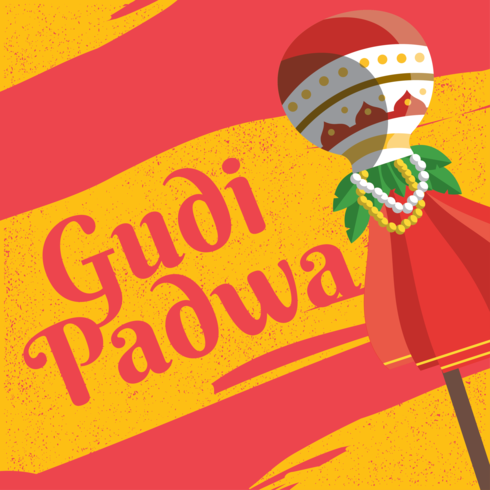 Gudi Padwa hälsningskort vektor