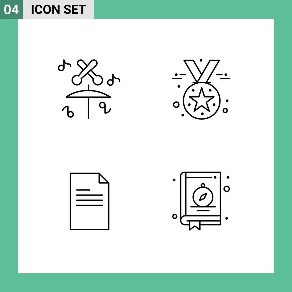 4-Benutzeroberflächen-Linienpaket mit modernen Zeichen und Symbolen des Trommeldatenpreismedaillen-Kompasses editierbare Vektordesign-Elemente vektor