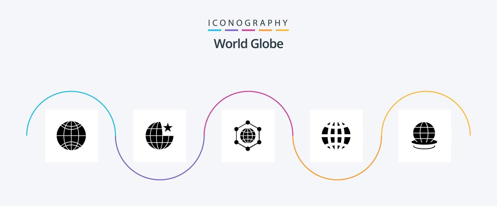 klot glyf 5 ikon packa Inklusive värld. klot. klot. jorden. klot vektor