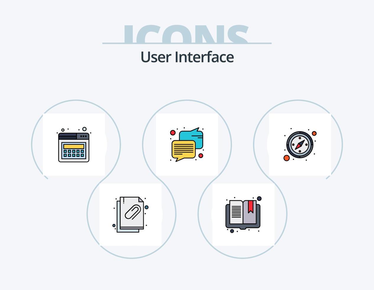 Benutzeroberfläche Zeile gefüllt Icon Pack 5 Icon Design. Fotografie. Foto. blinken. Einkaufen. online vektor