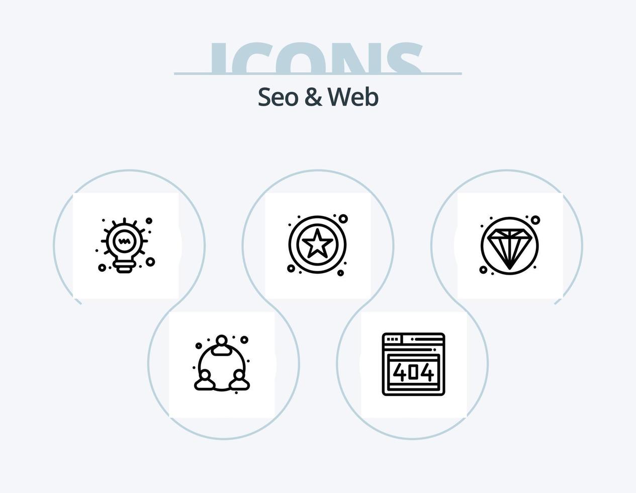 SEO und Web-Line-Icon-Pack 5 Icon-Design. . Diamant. Netz. Netz. Netzwerk vektor