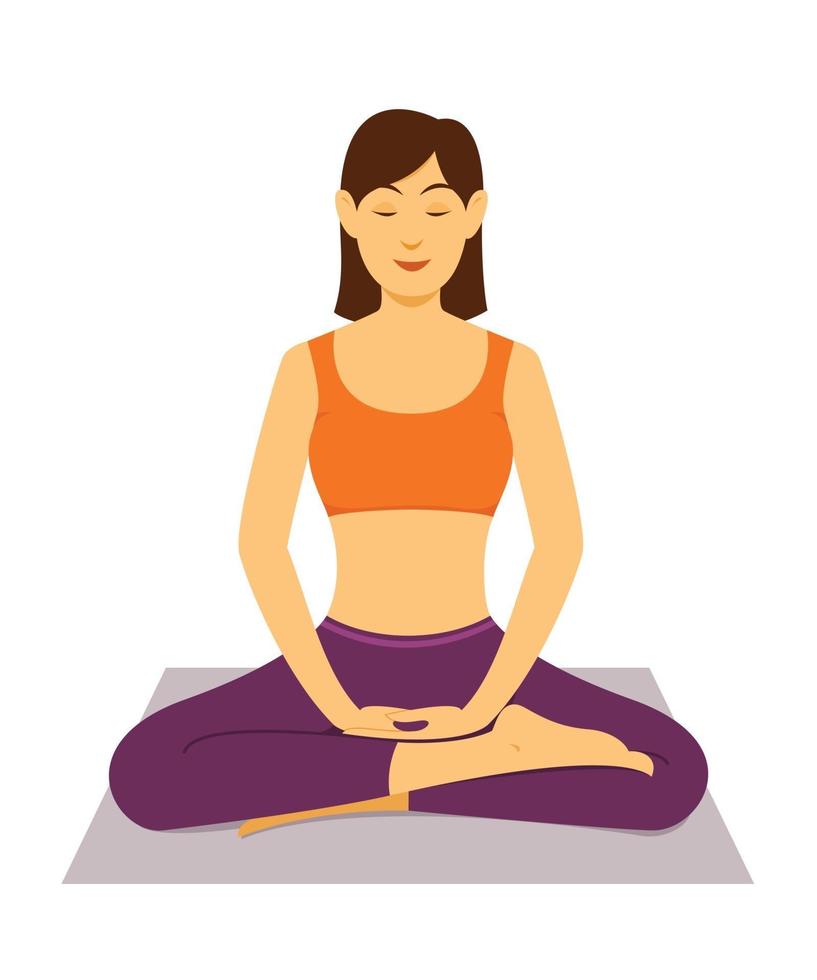 kvinna träning yoga meditation. vektor