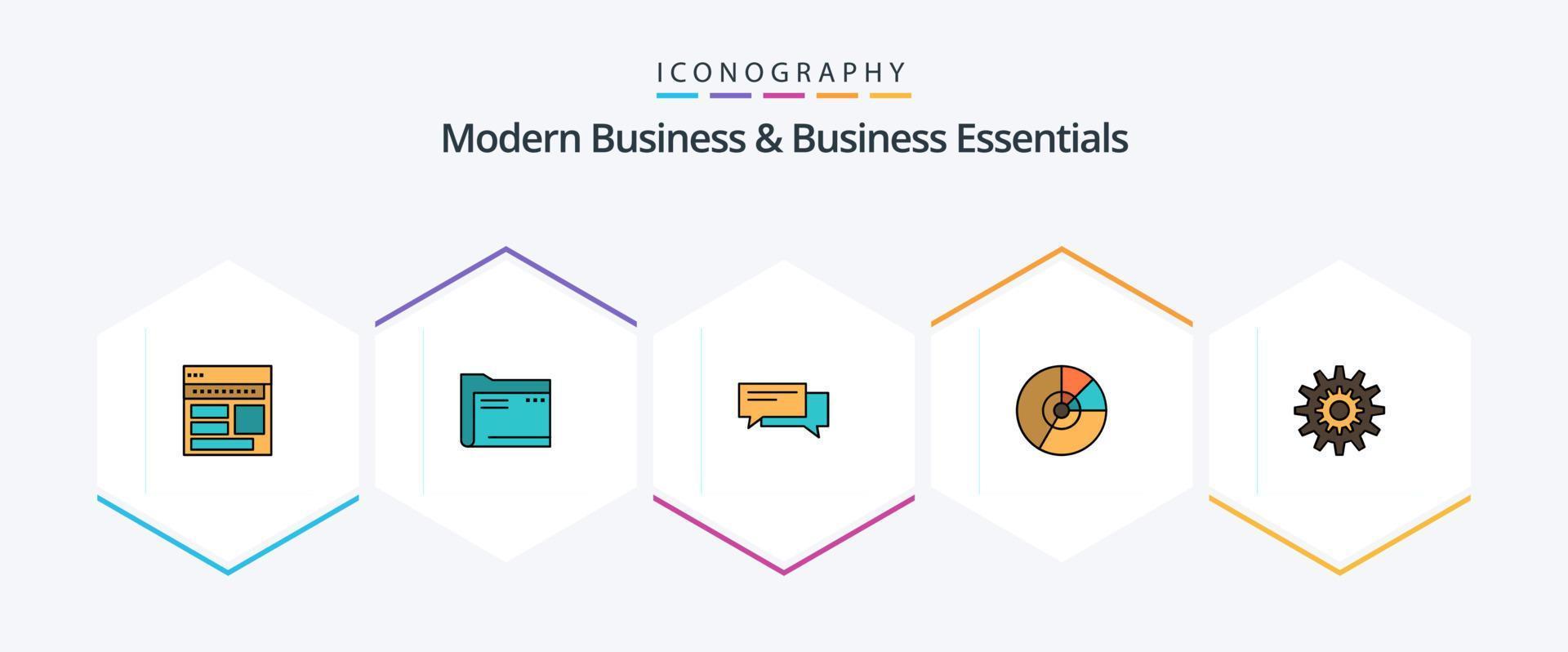 modern företag och företag väsentliga 25 fylld linje ikon packa Inklusive kommunikation. bubbla. arkiv. chatt. fil vektor