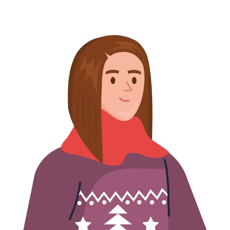 ung kvinna som bär vinterrock och halsdukskaraktär vektor