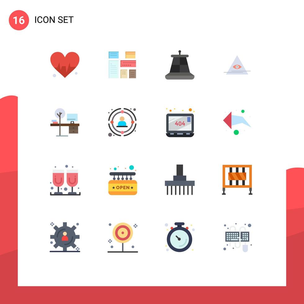 16 flache Farbpakete für die Benutzeroberfläche mit modernen Zeichen und Symbolen der Arbeitsplatzpyramide, bearbeitbares Paket kreativer Vektordesignelemente vektor