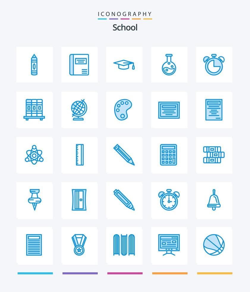 kreativ skola 25 blå ikon packa sådan som timer. klocka. akademisk. larm. labb vektor