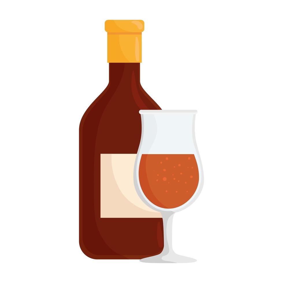 vinflaska och kopp drink isolerad ikon vektor