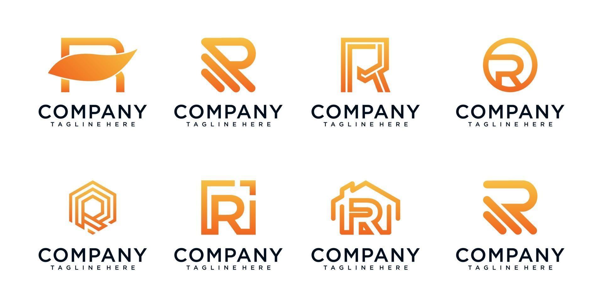 monogram logotyp design bokstaven r set vektor