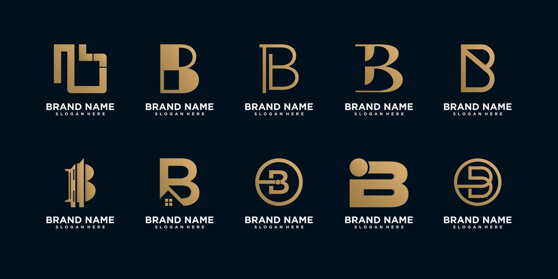 Monogramm b Logo Design Template Set vektor