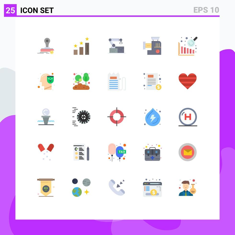 25 universelle flache Farbzeichen Symbole der Datenanalyse mischen automatisierte manuelle Mixer editierbare Vektordesign-Elemente vektor