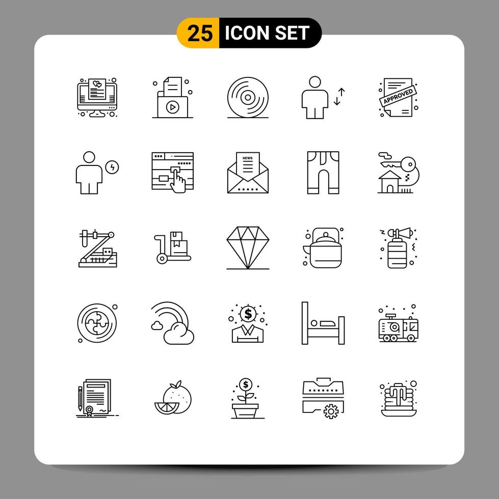 25 universell linje tecken symboler av Ansökan mänsklig spela in hiss avatar redigerbar vektor design element