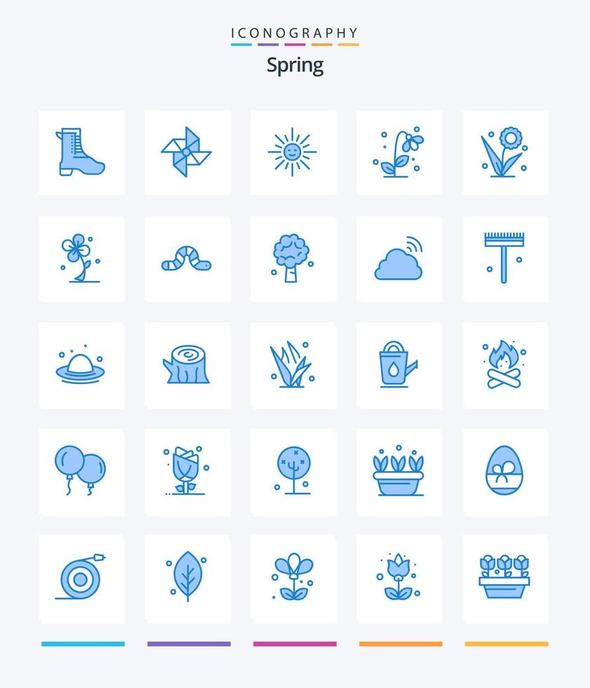 Creative Spring 25 Blue Icon Pack wie Bug. Frühling. Licht. Natur. Blumen- vektor