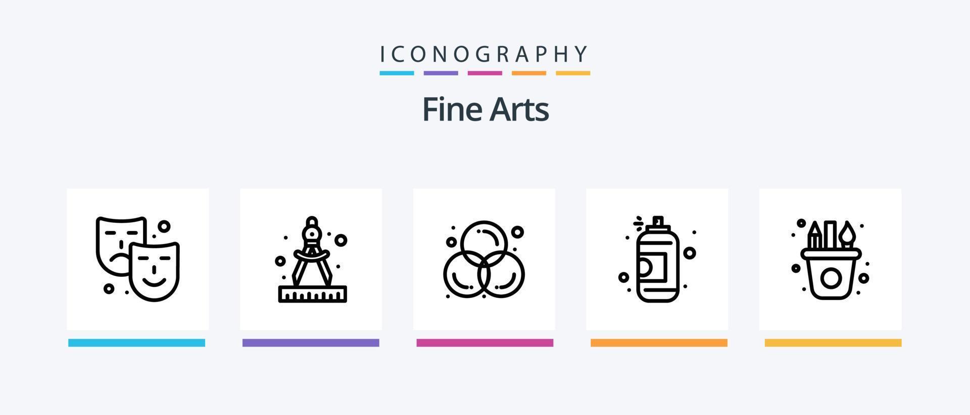 Fine Arts Line 5 Icon Pack inklusive . Kunst. schreiben. Kunst. kreatives Symboldesign vektor