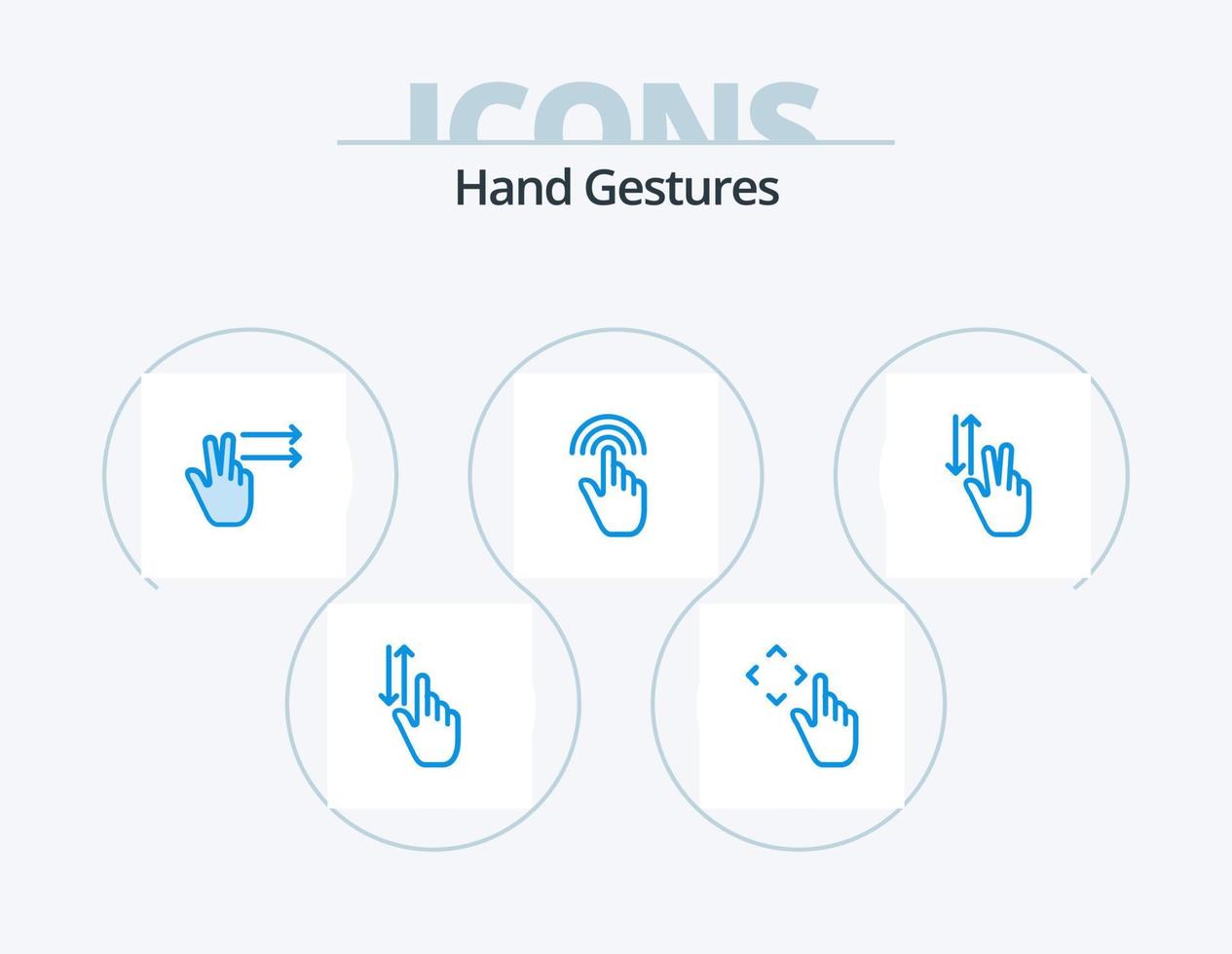 Handgesten blau Icon Pack 5 Icon Design. Finger. Schnittstelle. Umzug. Hand. Finger vektor