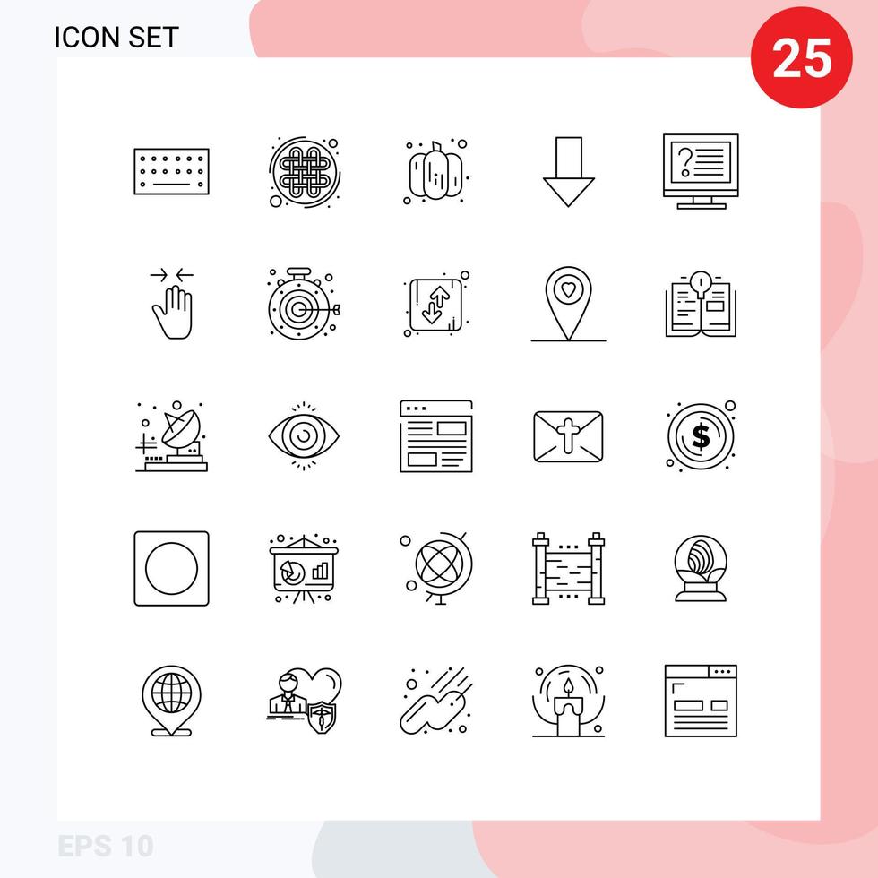 uppsättning av 25 vektor rader på rutnät för info Kontakt pumpa dator ner pil redigerbar vektor design element