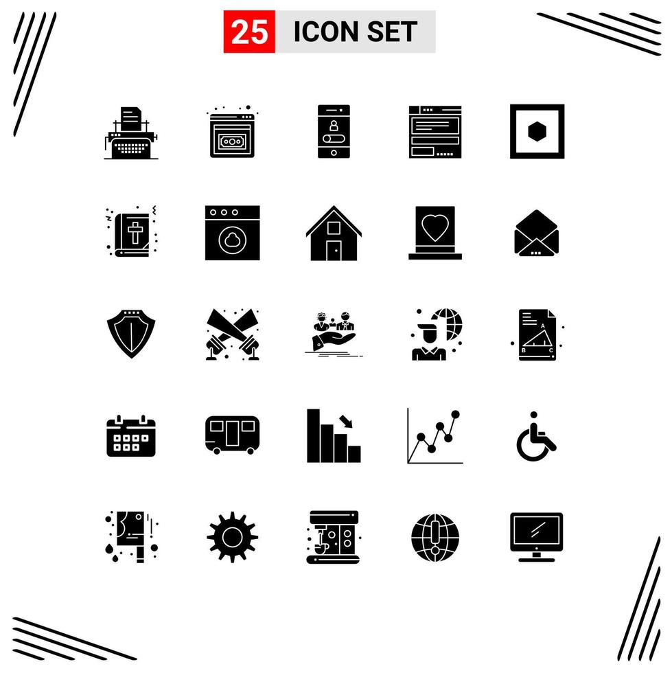 25 användare gränssnitt fast glyf packa av modern tecken och symboler av form koda mobil datoranvändning fil redigerbar vektor design element