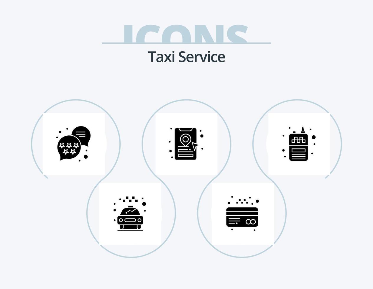 Taxi-Service-Glyphen-Icon-Pack 5 Icon-Design. . Empfänger. Rang. Radio. Positionsstift vektor