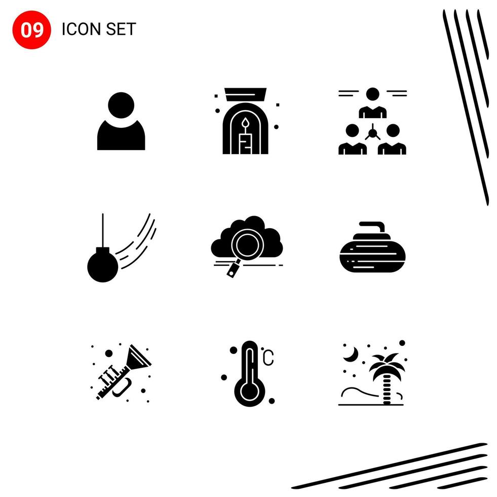 uppsättning av 9 modern ui ikoner symboler tecken för Sök rörelse grupp boll gunga redigerbar vektor design element