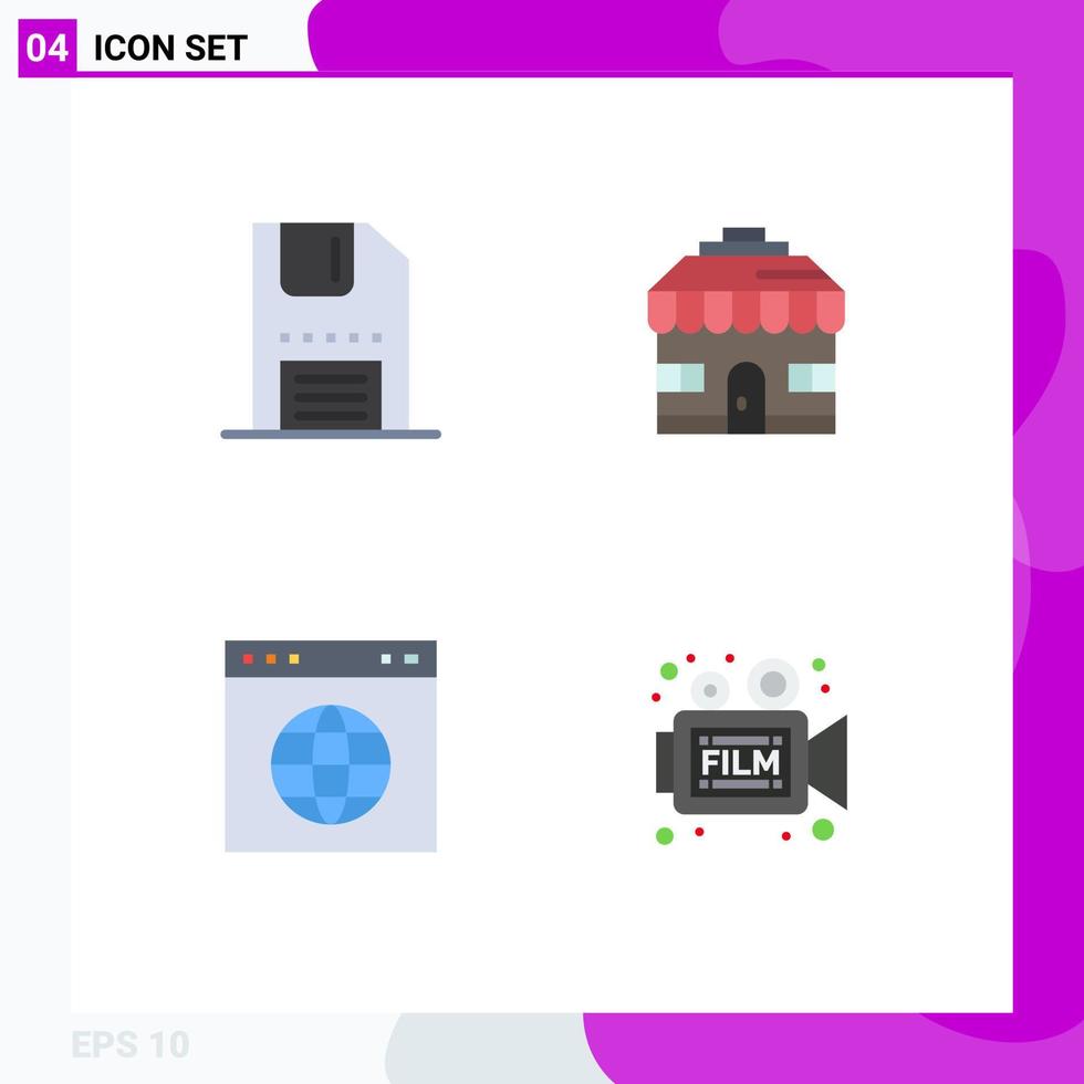 4 universell platt ikoner uppsättning för webb och mobil tillämpningar skiva länk gränssnitt hus hemsida redigerbar vektor design element