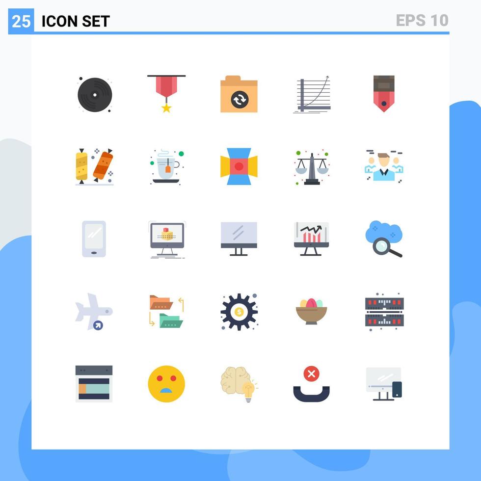 modern uppsättning av 25 platt färger pictograph av bricka erfarenhet enkel kurva pil redigerbar vektor design element