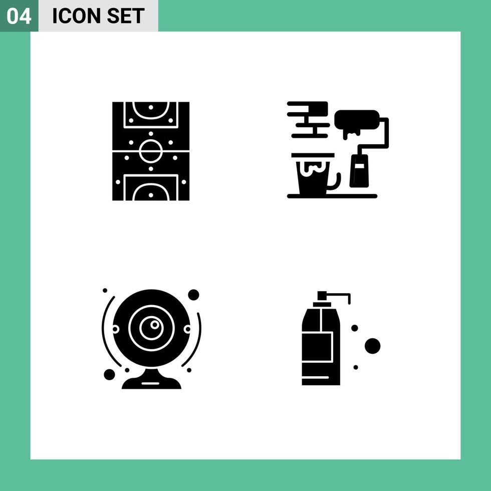 4 kreativ ikoner modern tecken och symboler av underhållning kamera fält måla dator redigerbar vektor design element