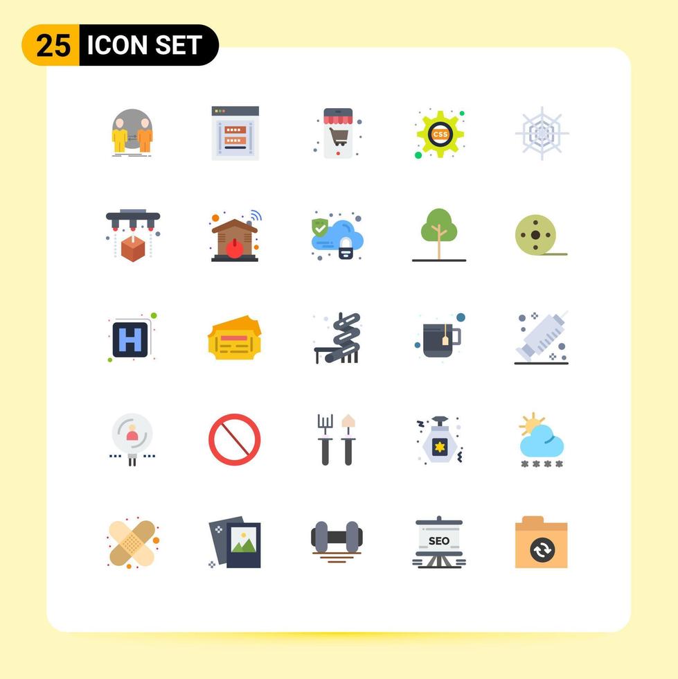 25 thematische Vektor-Flachfarben und editierbare Symbole von Halloween-CSS-Passwort-Zahnradwagen editierbare Vektordesign-Elemente vektor