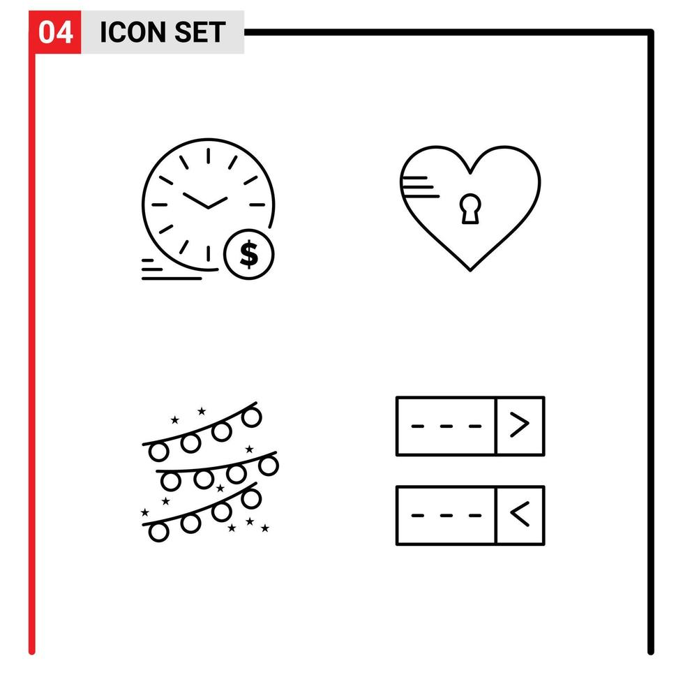 4 linje begrepp för webbplatser mobil och appar tid tycka om väggklocka säkra fest dekoration redigerbar vektor design element