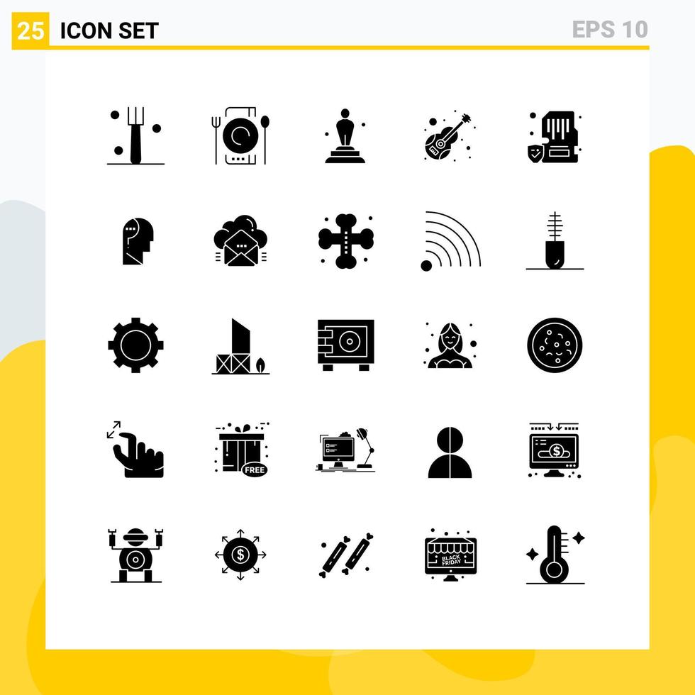 uppsättning av 25 modern ui ikoner symboler tecken för kort musikalisk tilldela musik gitarr redigerbar vektor design element