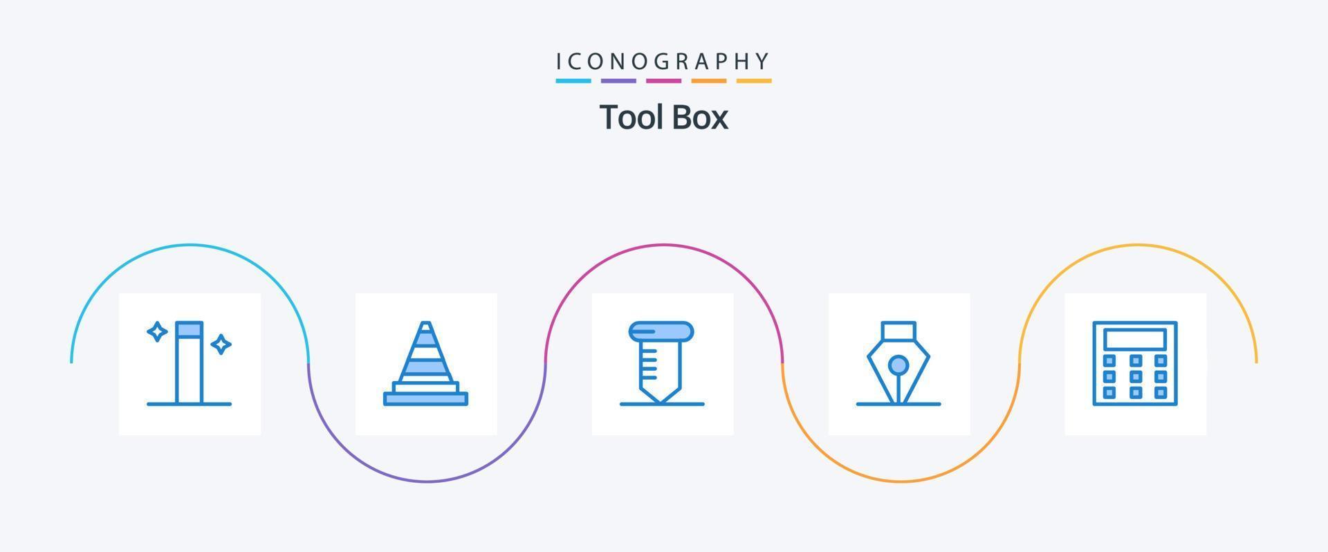 Tools Blue 5 Icon Pack inklusive . Mathematik. schrauben. Maschinenbau. Werkzeug vektor