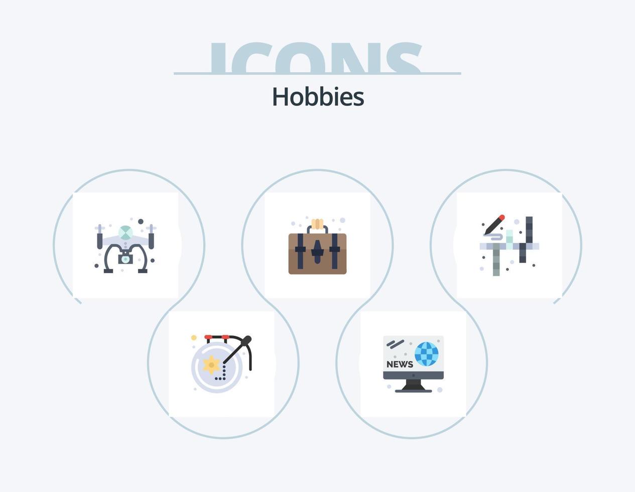 Hobbies flach Icon Pack 5 Icon Design. Hobbys. Aktivitäten. Hobbys. Hobby. Tasche vektor