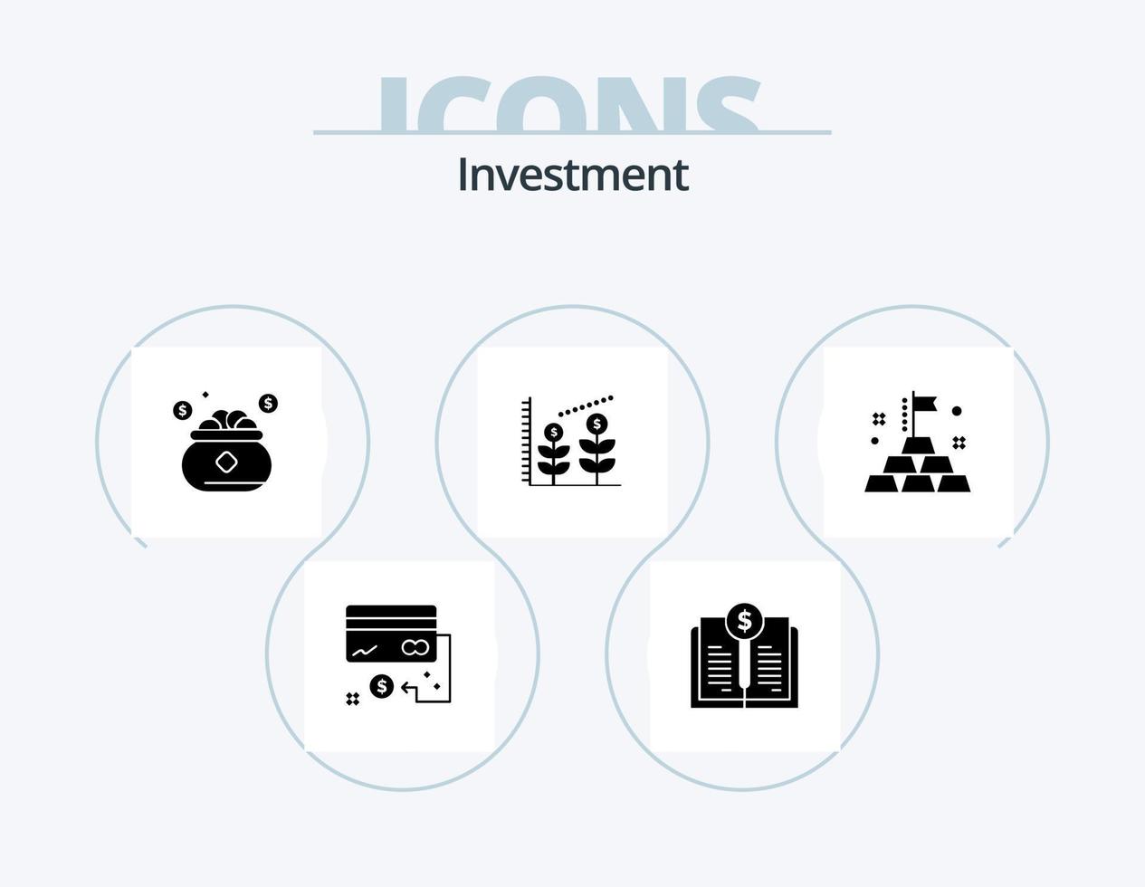 Investment-Glyphen-Icon-Pack 5 Icon-Design. Gold. Investition. Investition. Finanzen. speichern vektor