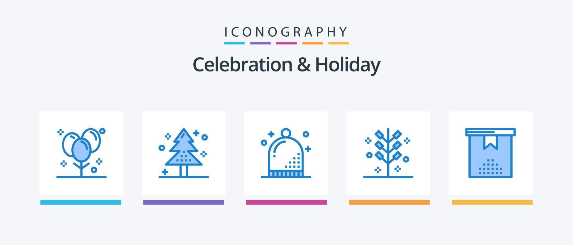 feier und feiertag blau 5 icon pack inklusive festlich. Feier. Urlaub. Winter. Hut. kreatives Symboldesign vektor
