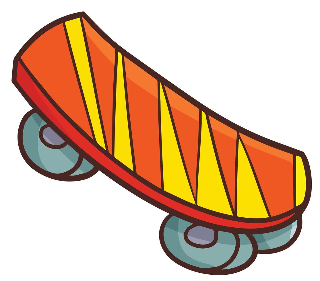 niedliches und cooles rotes gelbes Skateboard vektor