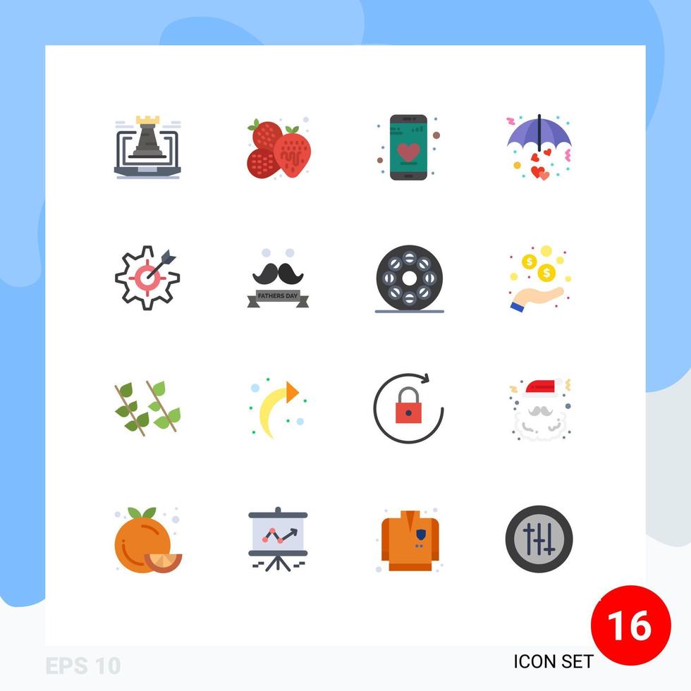 uppsättning av 16 modern ui ikoner symboler tecken för configure paraply sommar skydda hjärta redigerbar packa av kreativ vektor design element