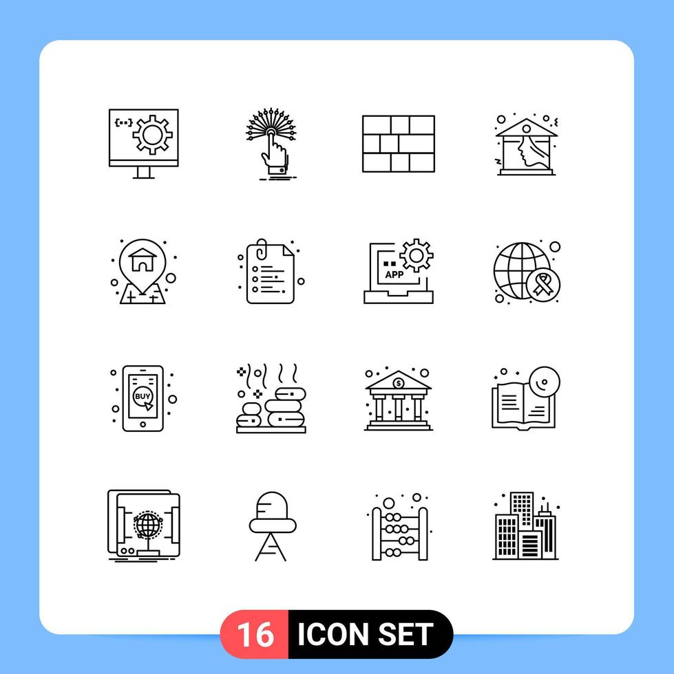 16 kreativ ikoner modern tecken och symboler av adress verklig egendom digital hus säkerhet redigerbar vektor design element