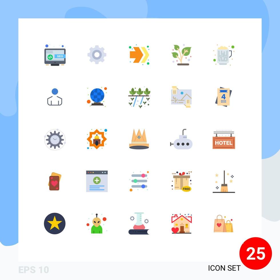 25 platt Färg begrepp för webbplatser mobil och appar dryck alkohol pilar växt blad redigerbar vektor design element