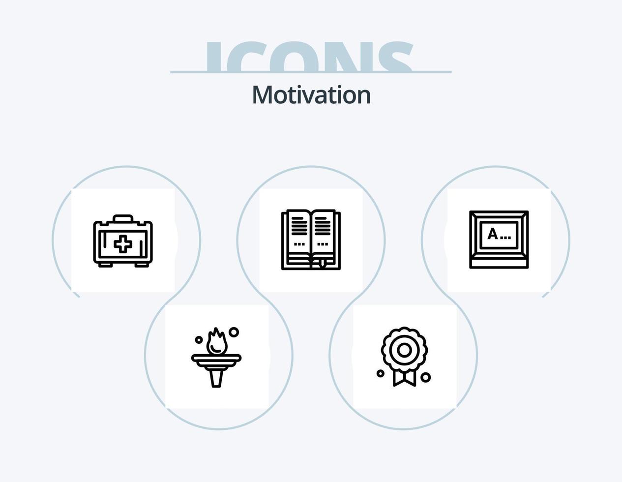 Motivationslinie Icon Pack 5 Icon Design. Ausbildung. Pfeil. Leistung. Treppe. Leiter vektor