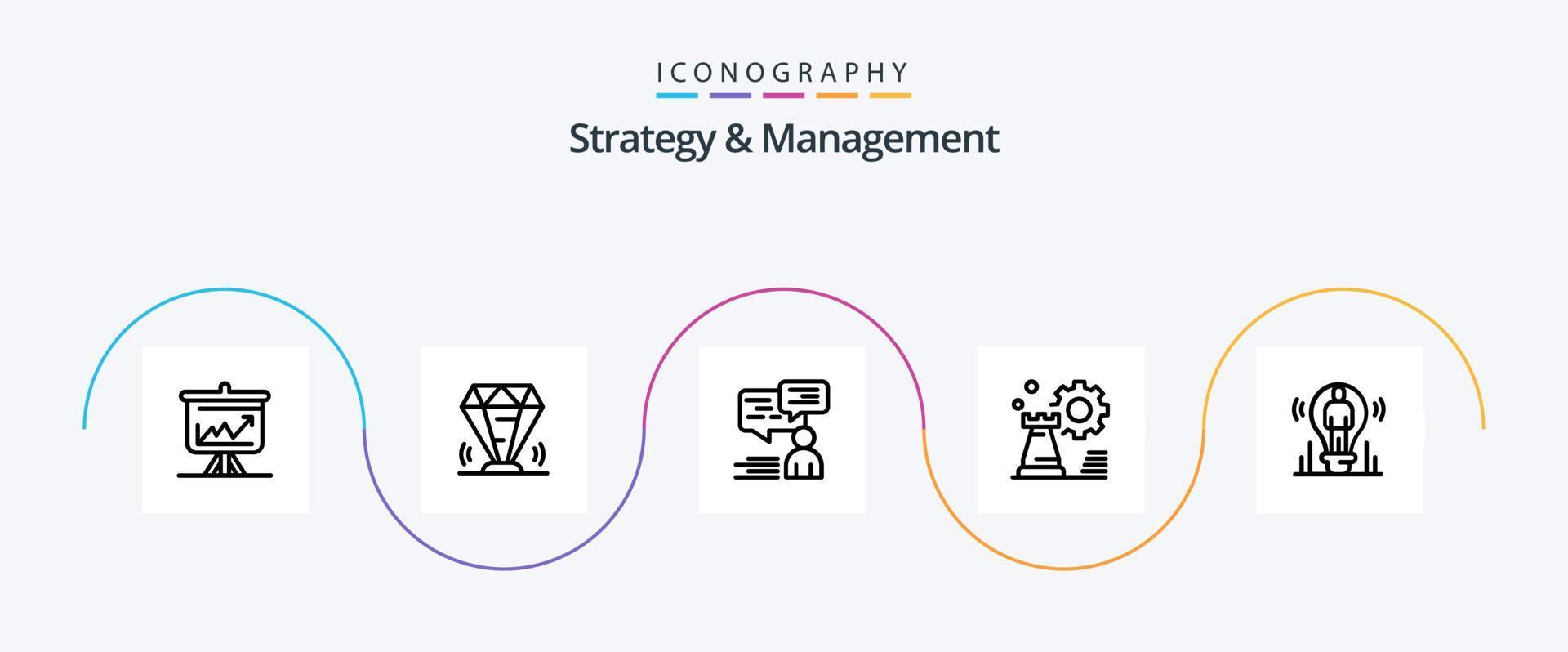 Strategie- und Managementlinie 5 Icon Pack inklusive Schach. Strategie. Rubin. Mann. Unterstützung vektor