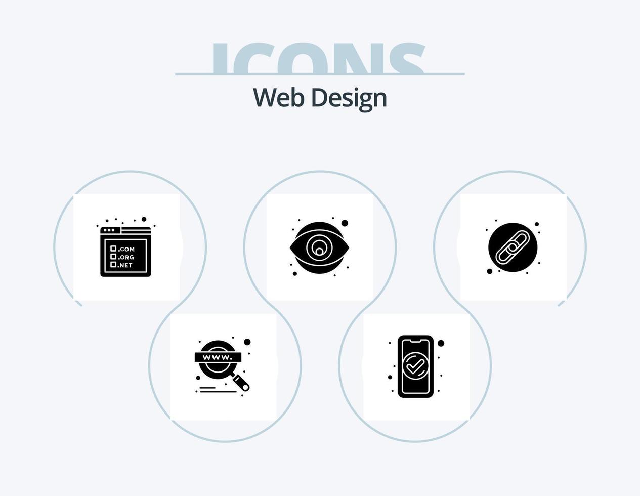 Webdesign-Glyphen-Icon-Pack 5 Icon-Design. Verknüpfung. Auge. Zugang. Entwerfen. Kreativität vektor