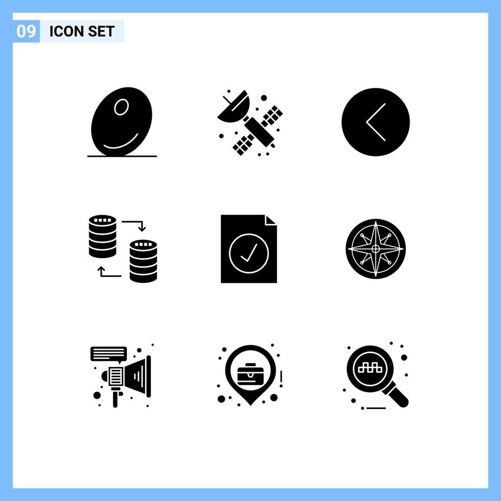 satz von 9 modernen ui-symbolen symbolzeichen für komplette speichermedien sql-datenbank editierbare vektordesignelemente vektor
