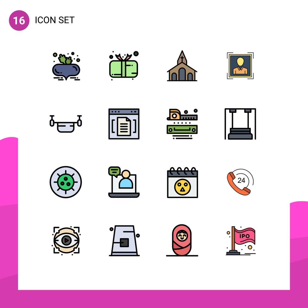 16 användare gränssnitt platt Färg fylld linje packa av modern tecken och symboler av profil bild användare id gåva användare korsa redigerbar kreativ vektor design element